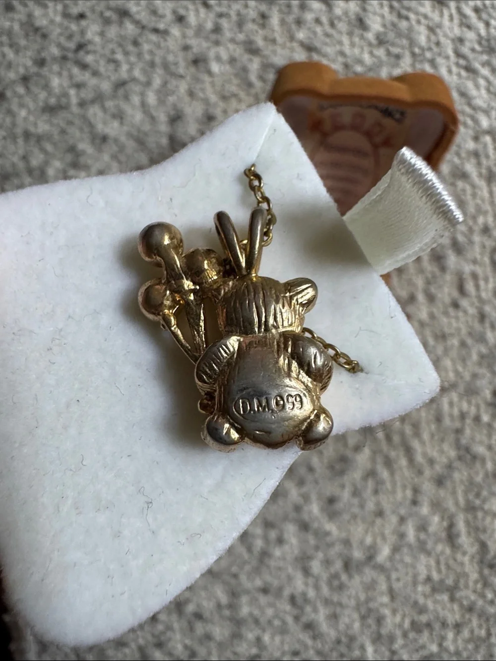 Vintage November Golden Topaz Teddy Bear Necklace in Bear Gift Box